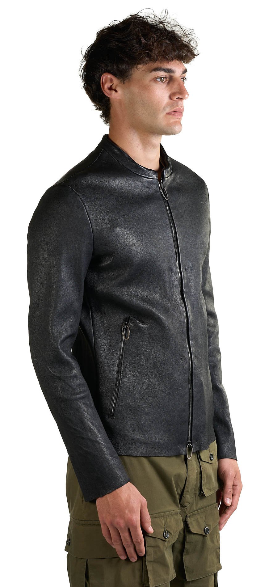 DANIELE BASTA LEATHER AND SILVER JACKET